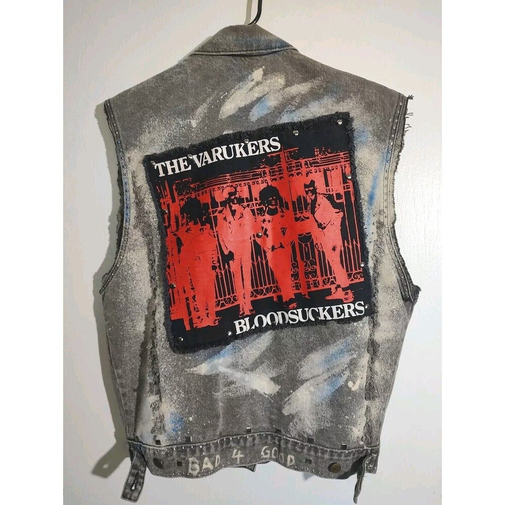 Alamo Denim Punk Rock Vest Varukers Unisex L/XL Custom Vintage Distressed Rare